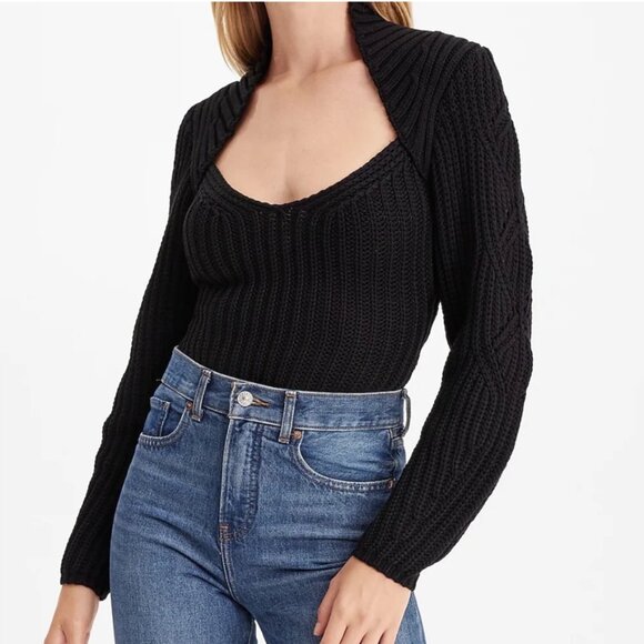 Express Ribbed Scoop Neck Long Sleeve Sweater - Picture 2 of 7